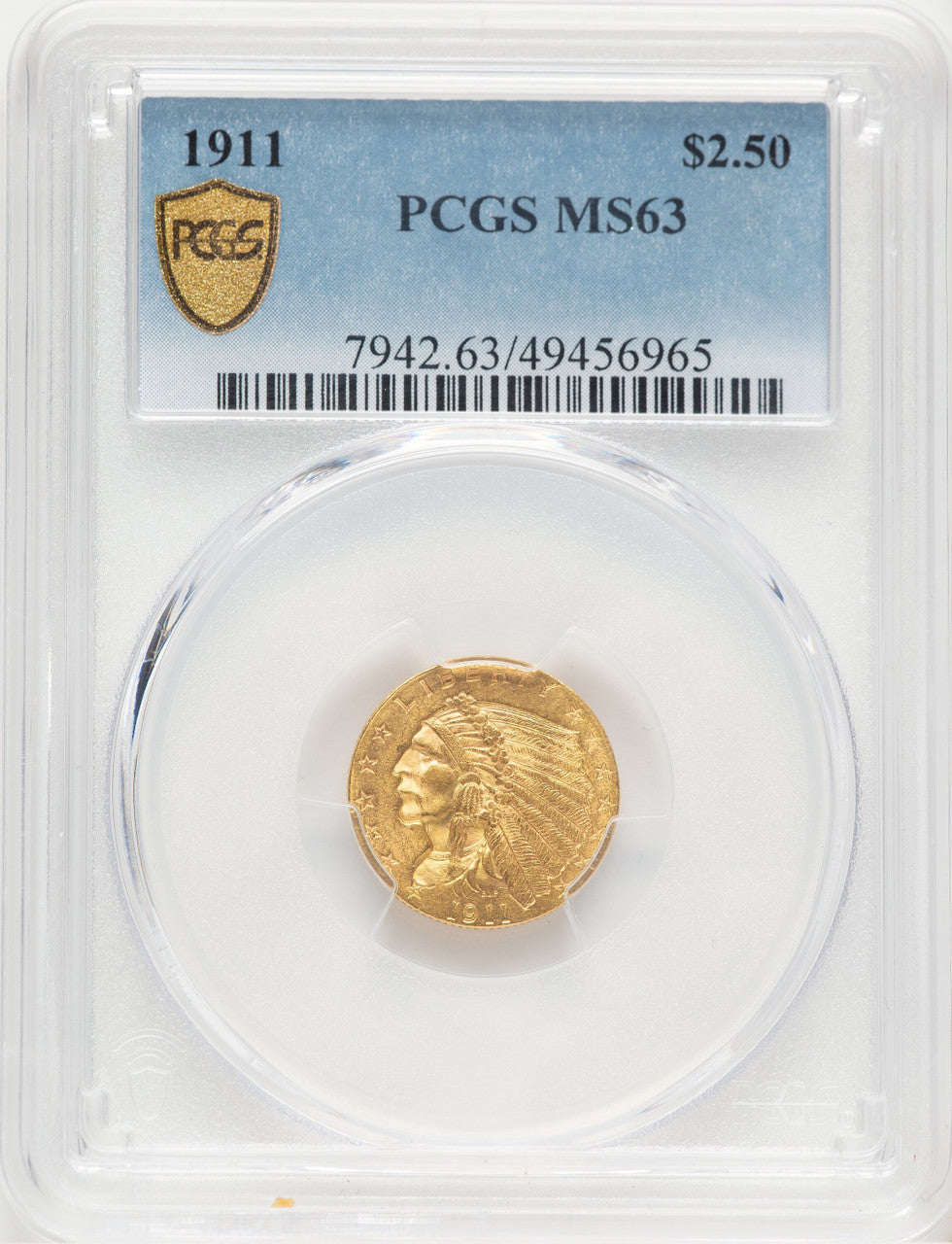 1911 $2.50 Indian Quarter Eagle PCGS MS63 (778348011)
