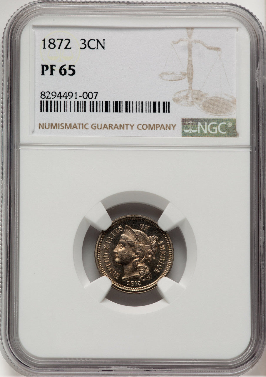 1872 3CN Proof Three Cent Nickel NGC PR65