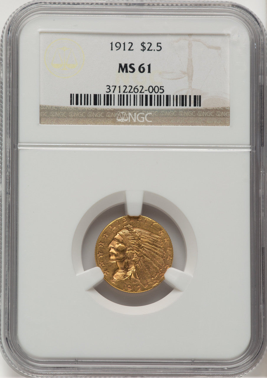 1912 $2.50 Indian Quarter Eagle NGC MS61 (778392021)