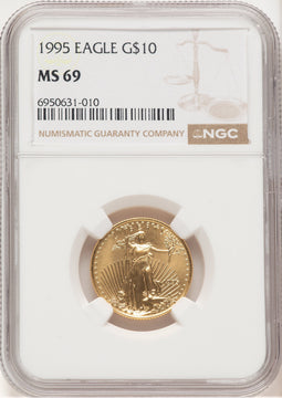 1995 Gold Eagle 1/4 oz Brown Label NGC MS69