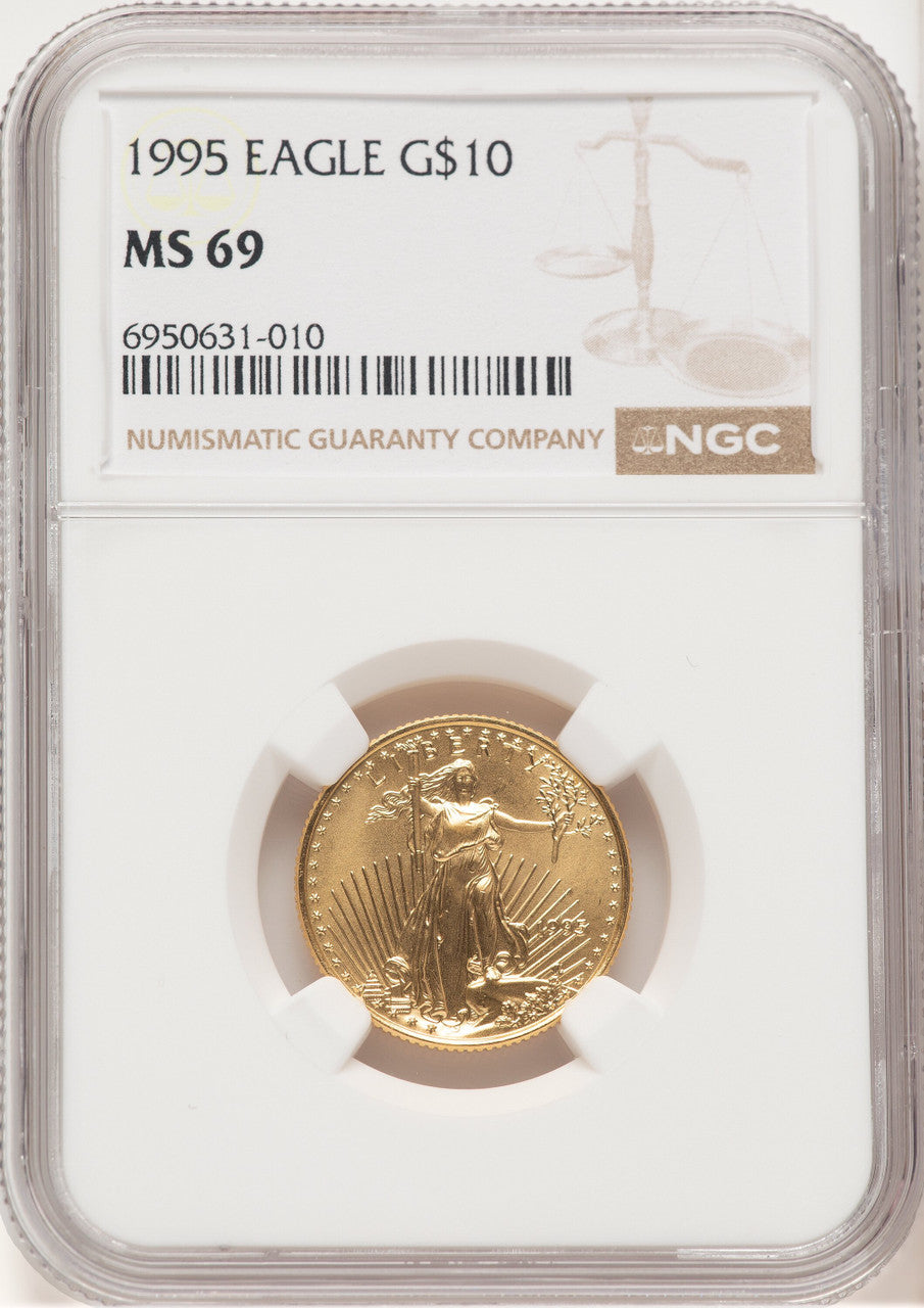 1995 Gold Eagle 1/4 oz Brown Label NGC MS69