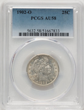 1902-O 25C Barber Quarter PCGS AU58