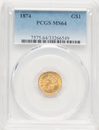 1874 G$1 Gold Dollar PCGS MS64 (778418001)