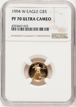1994-W Proof Gold Eagle 1/10 oz Brown Label NGC PF70