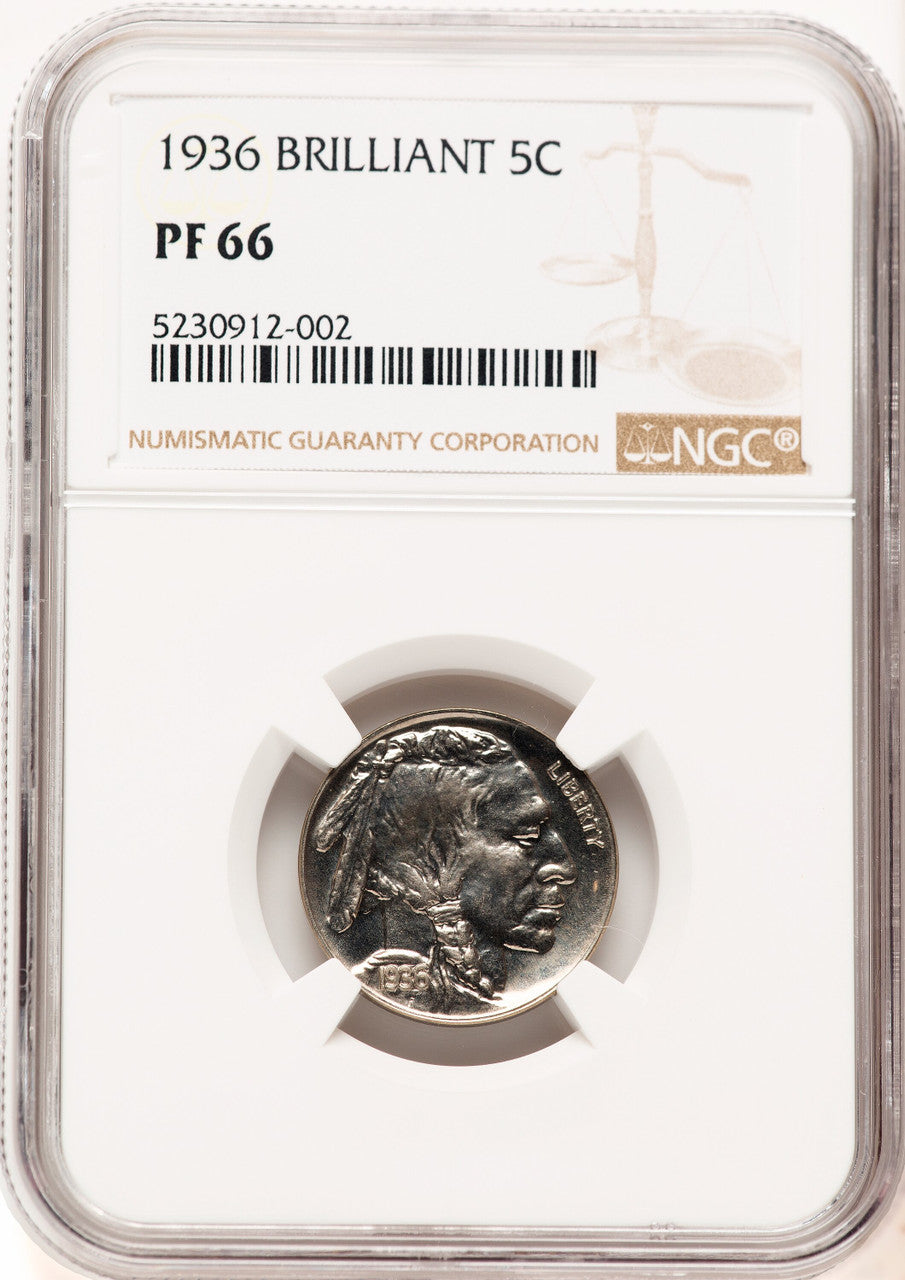 1936 5C Type Two Brilliant Proof Buffalo Nickel NGC PR66