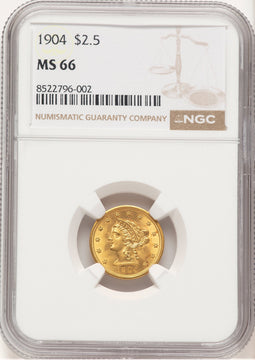 1904 $2.50 Liberty Quarter Eagle NGC MS66 (778531003)