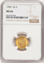 1904 $2.50 Liberty Quarter Eagle NGC MS66 (778531003)