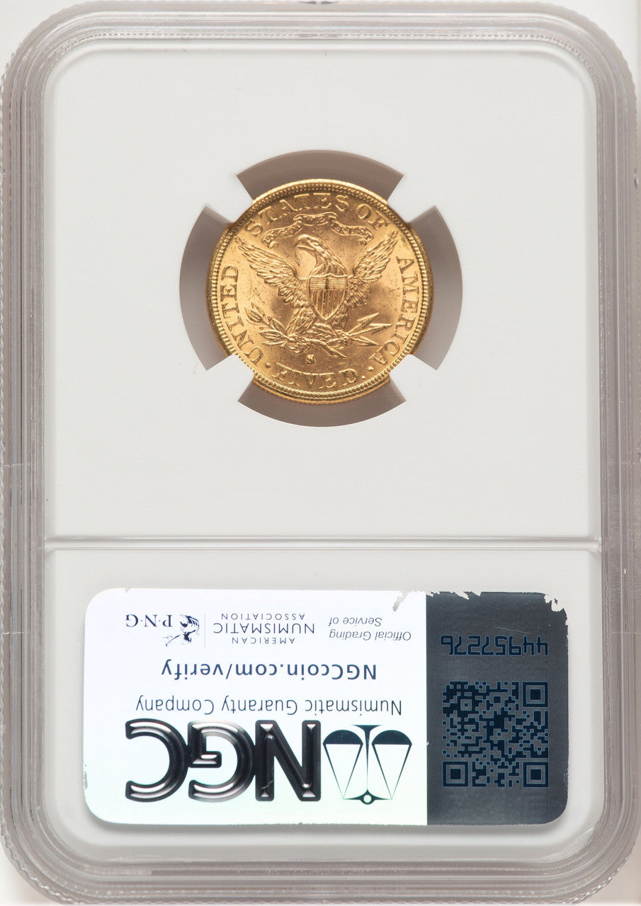 1886-S $5 Liberty Half Eagle NGC MS65