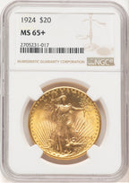 1924 $20 Saint Saint-Gaudens Double Eagle NGC MS65+ (778531031)