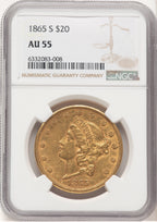 1865-S $20 Liberty Double Eagle NGC AU55 (778532001)