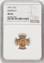 1916 G$1 McKinley Commemorative Gold NGC MS66 (778548001)