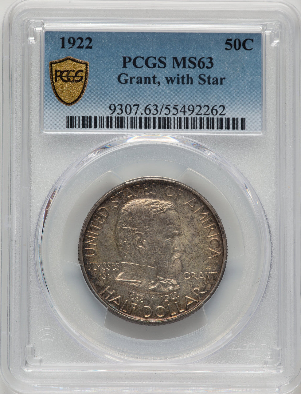 1922 50C Grant With Star Commemorative Silver PCGS MS63