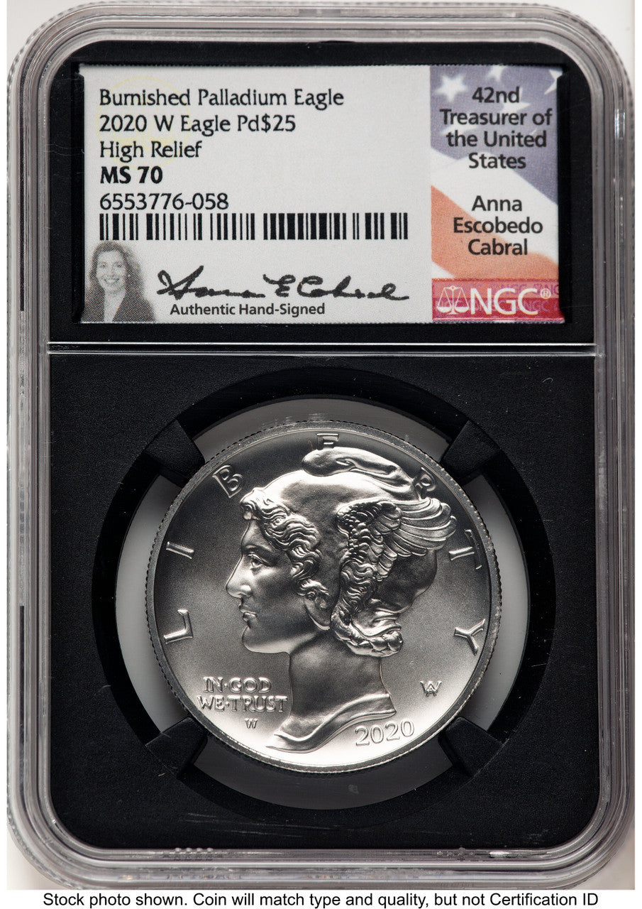 2020-W Palladium Eagle 1 oz Burnished Anna Cabral NGC MS70