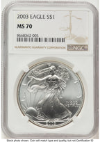 2003 Silver Eagle Brown Label NGC MS70