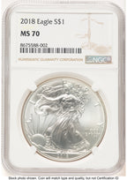 2018 Silver Eagle Brown Label NGC MS70