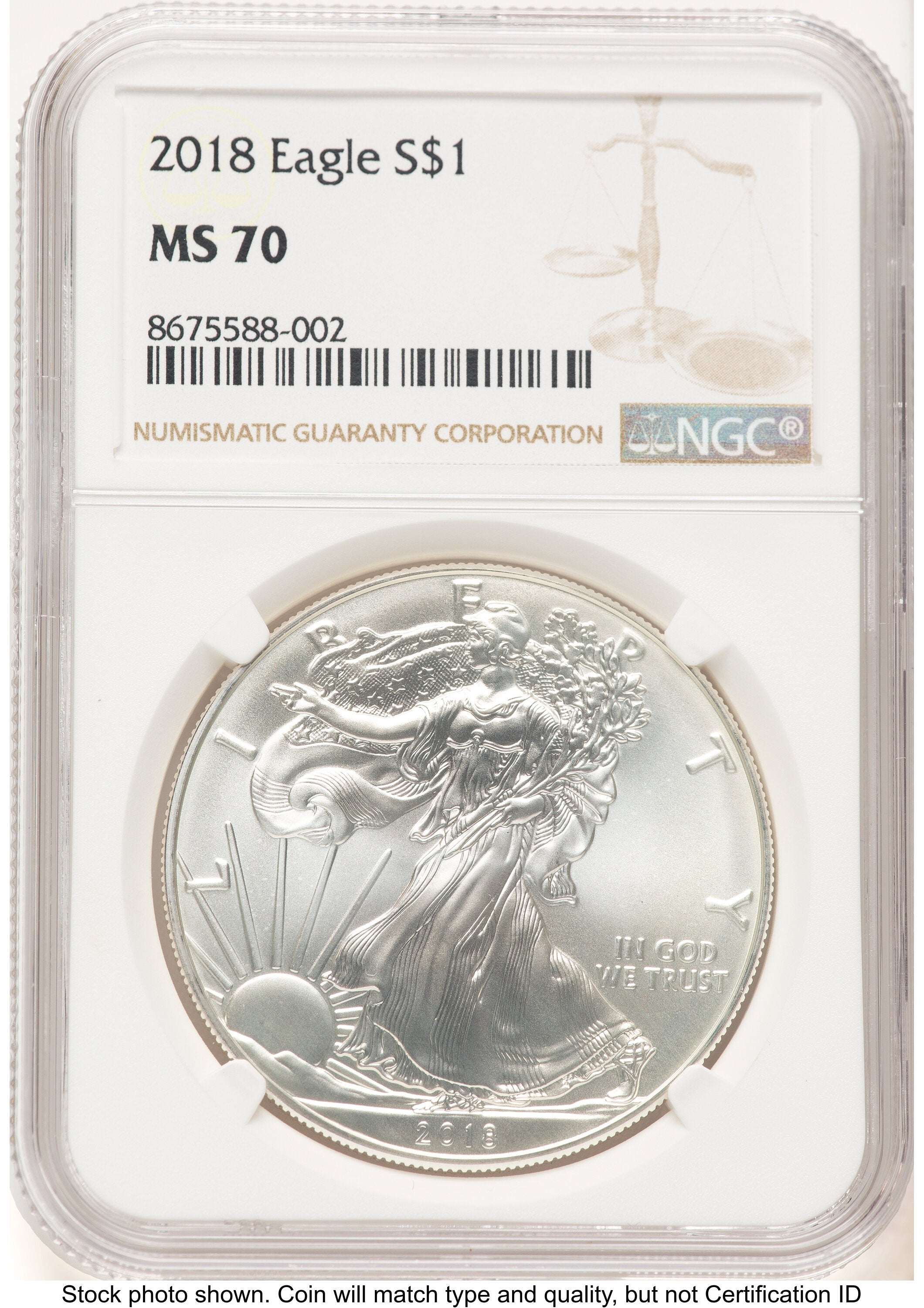 2018 Silver Eagle Brown Label NGC MS70