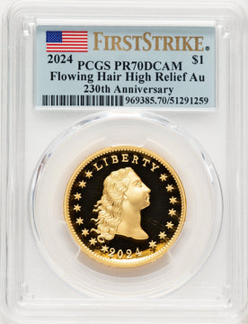 2024-(W) Gold 230th Anniversary Flowing Hair PCGS PR70