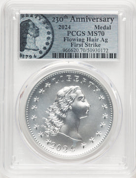 2024-(P) Silver 230th Anniversary Flowing Hair Medal PCGS MS70