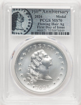 2024-(P) Silver 230th Anniversary Flowing Hair Medal FDI PCGS MS70