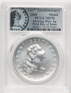 2024-(P) Silver 230th Anniversary Flowing Hair Medal FDI PCGS MS70