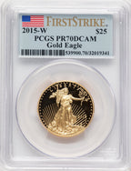 2015-W Proof Gold Eagle 1/2 oz FS Flag PCGS PR70