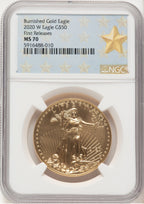 2020-W Burnished Gold Eagle 1 oz FR West Point Star Label NGC MS70