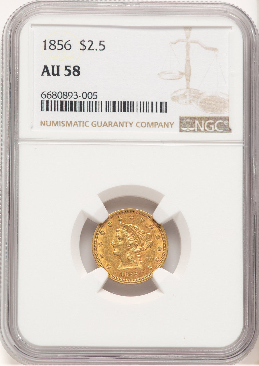 1856 $2.50 Liberty Quarter Eagle NGC AU58 (778616050)