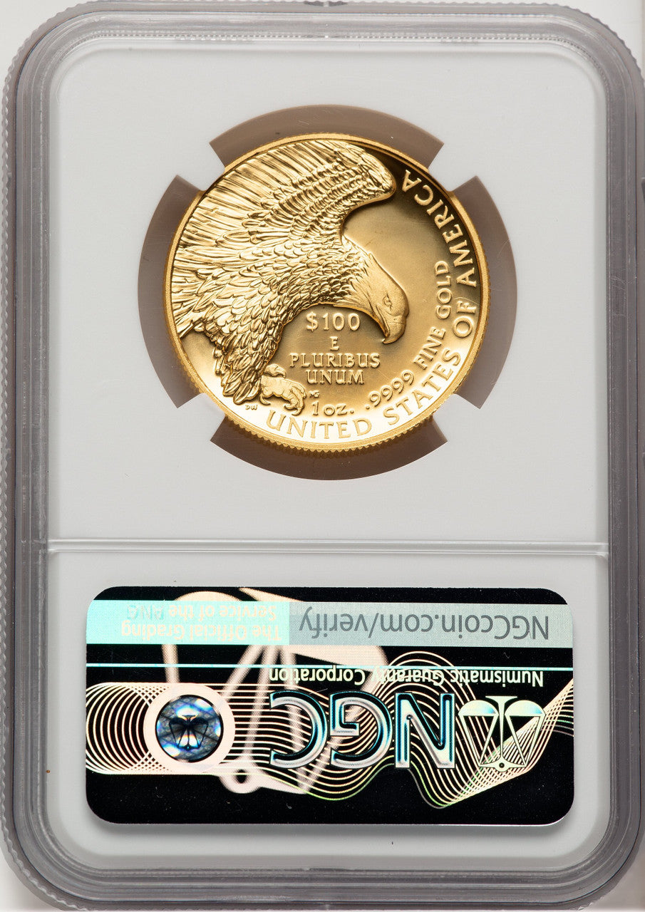 2019-W G$100 American Liberty High Relief Enhanced 2021 West Point Mint Hoard Bunting Flag NGC MS70