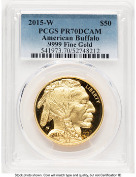 2015-W Proof Gold Buffalo 1 oz Blue Gradient PCGS PR70