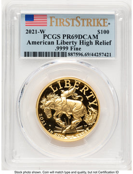 2021-W G$100 American Liberty High Relief FS Flag PCGS PR69