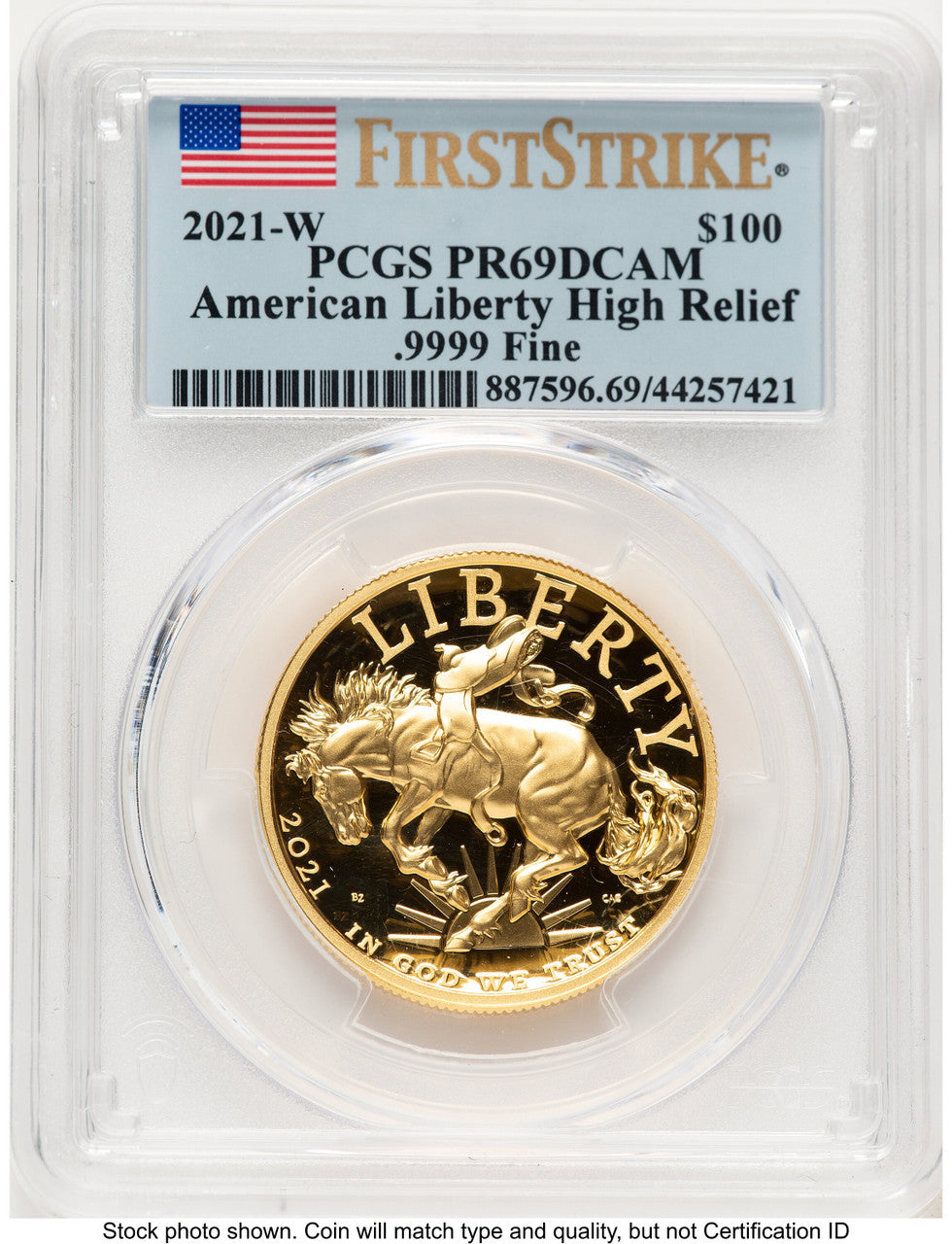 2021-W G$100 American Liberty High Relief FS Flag PCGS PR69