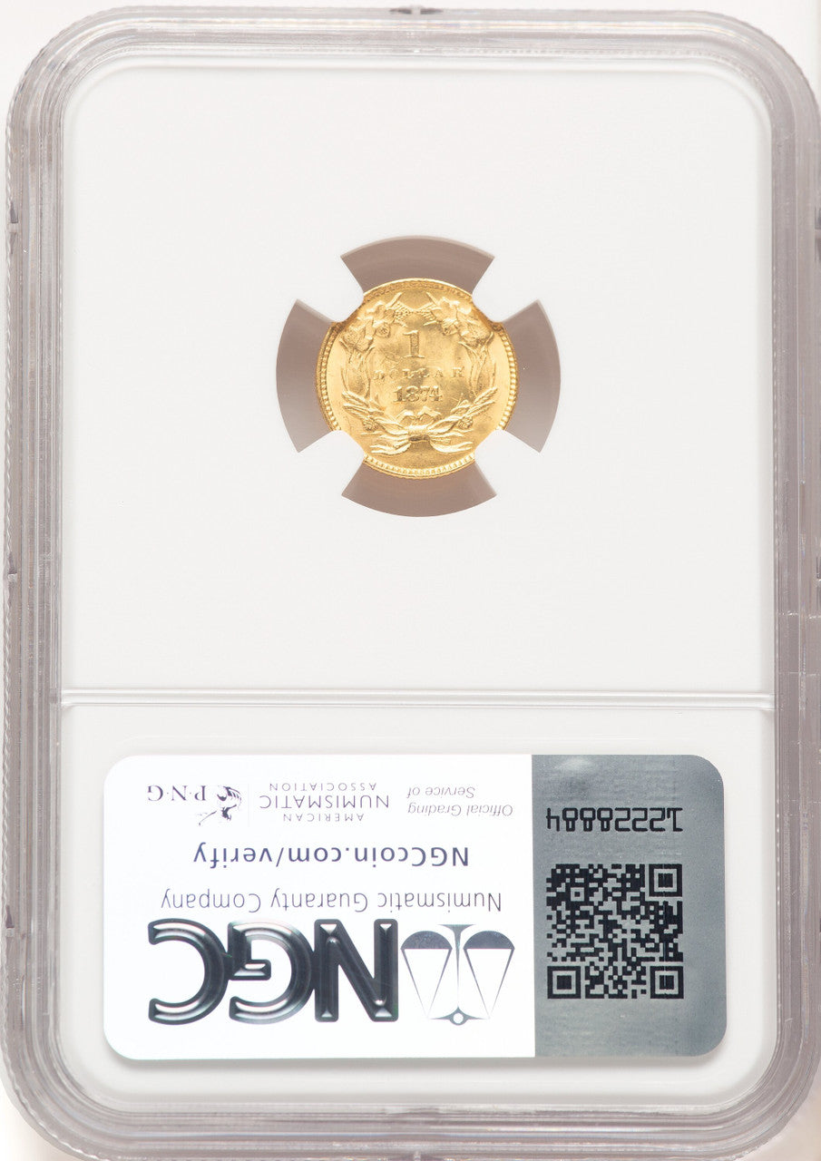 1874 G$1 Gold Dollar NGC MS64 (778676012)