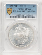 1878 7TFVAM-141 Morgan Dollar PCGS MS66