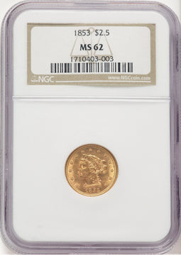 1853 $2.50 Liberty Quarter Eagle NGC MS62 (778750008)