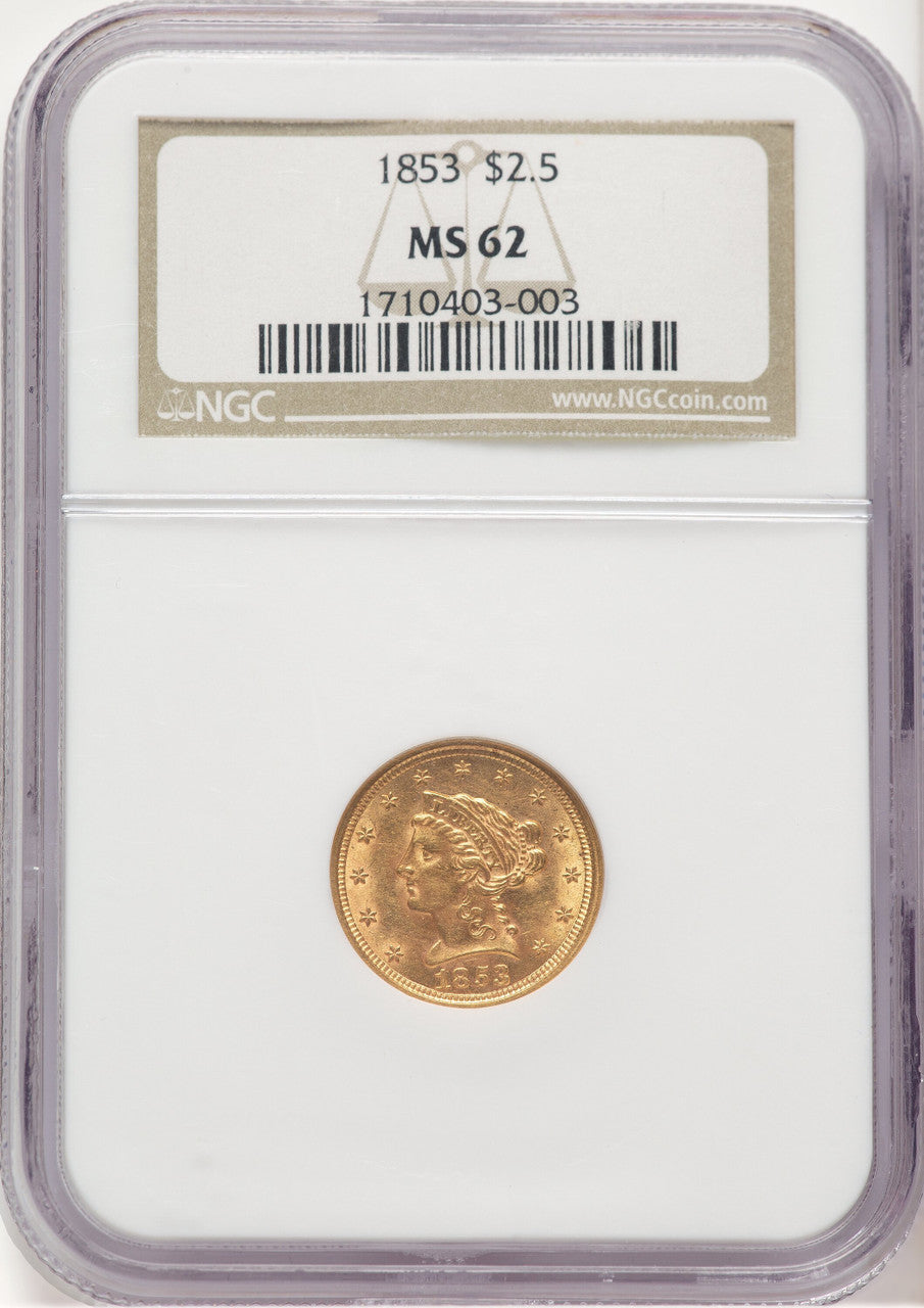 1853 $2.50 Liberty Quarter Eagle NGC MS62 (778750008)