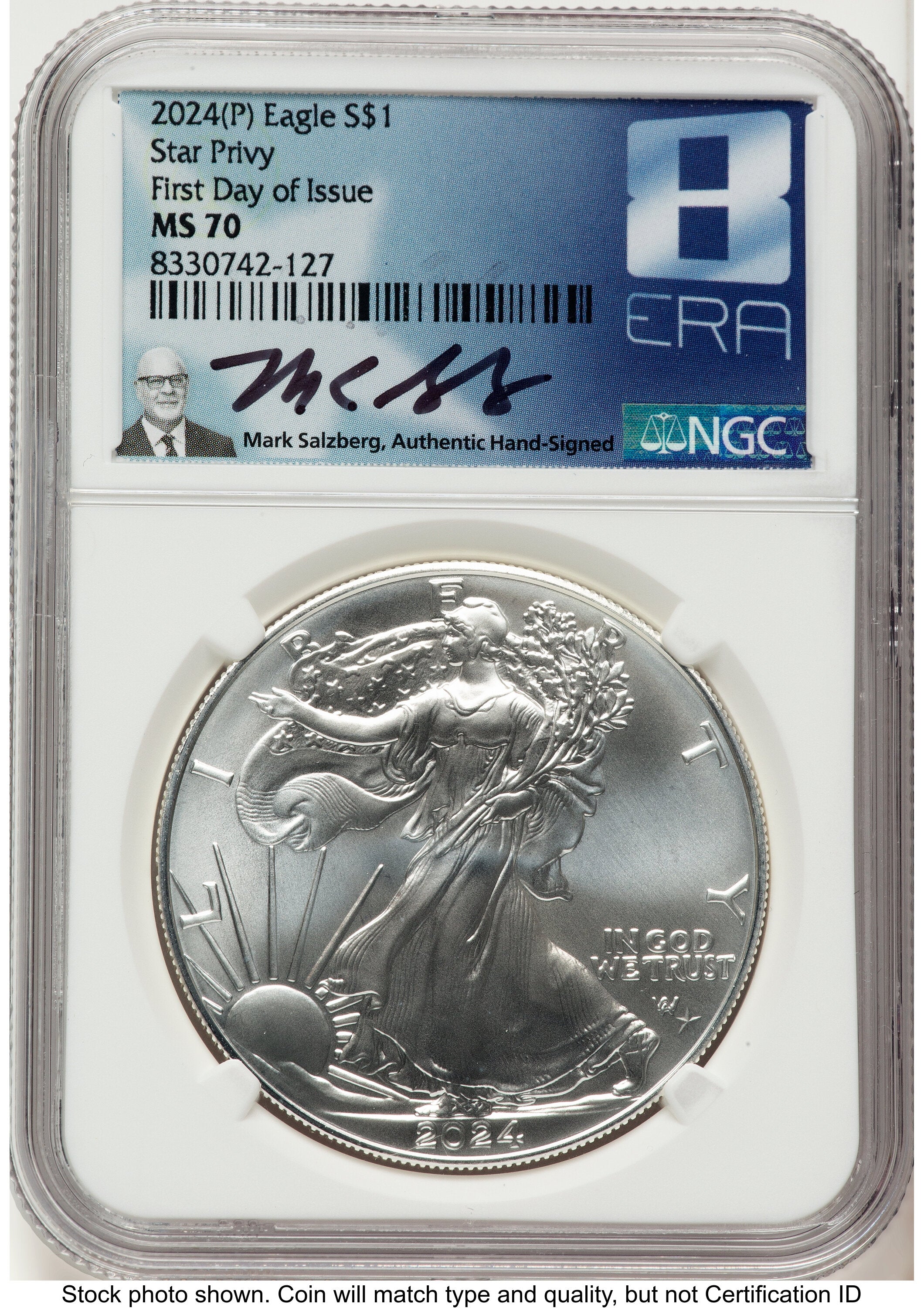 2024-(P) Silver Eagle (Privy Mark) FDI Mark Salzberg 8 Era Label NGC MS70