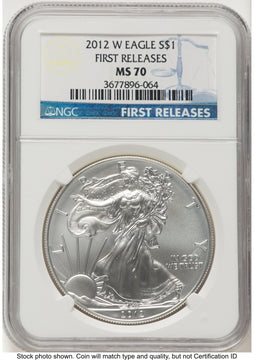 2012-W Burnished Silver Eagle 1 oz FR Blue NGC MS70