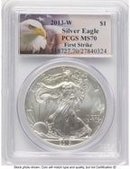 2013-W Burnished Silver Eagle 1 oz FS Eagle Flag Label PCGS MS70