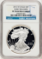 2013-W Proof Silver Eagle 1 oz ER Blue NGC PF70