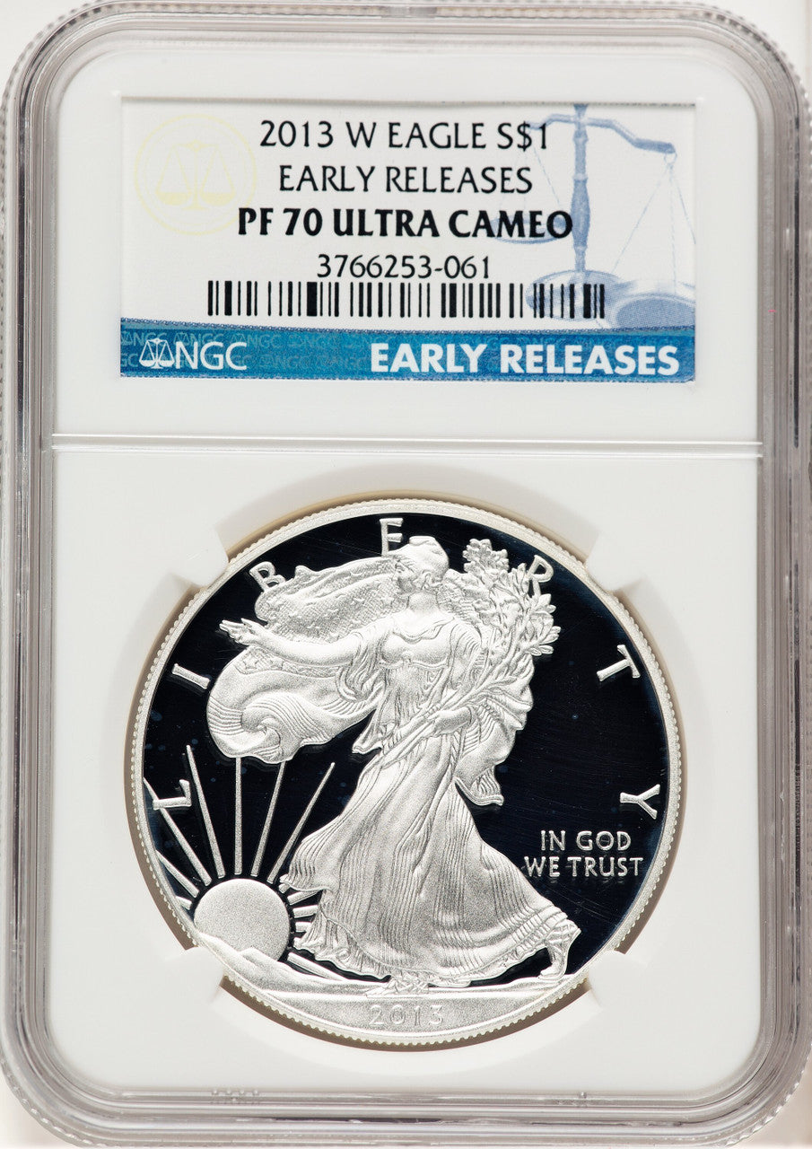 2013-W Proof Silver Eagle 1 oz ER Blue NGC PF70