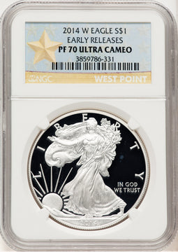 2014-W Proof Silver Eagle 1 oz ER West Point Star Label NGC PF70