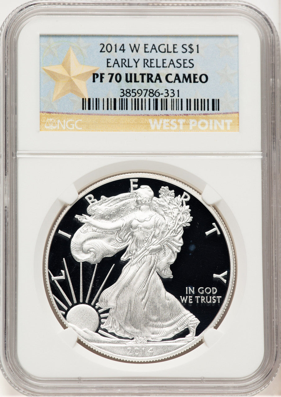 2014-W Proof Silver Eagle 1 oz ER West Point Star Label NGC PF70