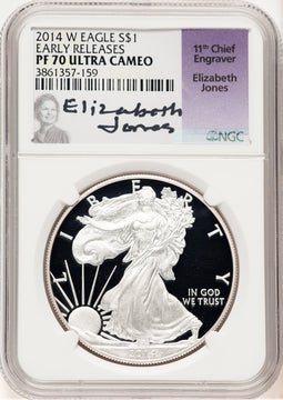 2014-W Proof Silver Eagle 1 oz ER Elizabeth Jones NGC PF70