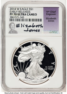 2014-W Proof Silver Eagle 1 oz ER Elizabeth Jones NGC PF70 (778752141)