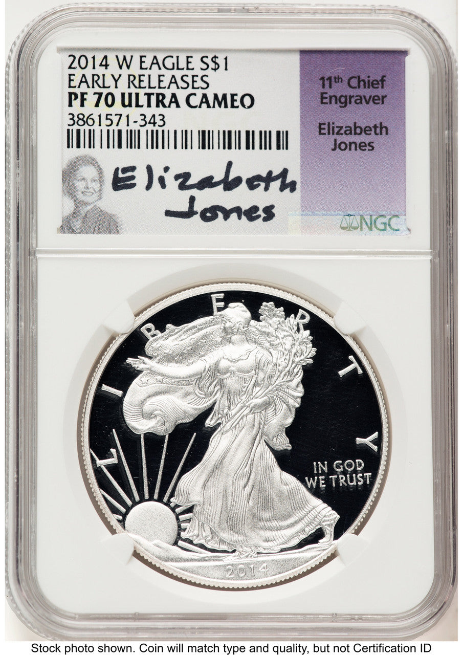 2014-W Proof Silver Eagle 1 oz ER Elizabeth Jones NGC PF70 (778752141)