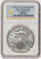 2011-W Burnished Silver Eagle 1 oz ER West Point Star Label NGC MS70
