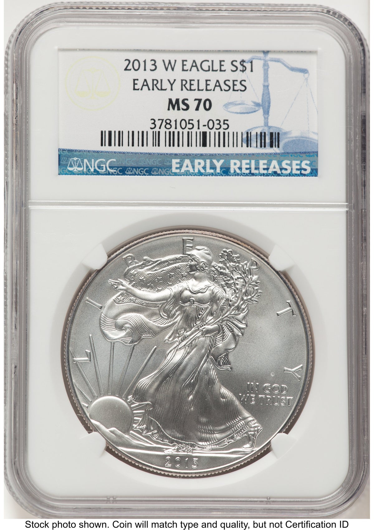 2013-W Burnished Silver Eagle 1 oz ER Blue NGC MS70