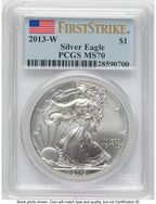 2013-W Burnished Silver Eagle 1 oz FS Flag PCGS MS70