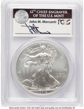 2012-W Burnished Silver Eagle 1 oz FS John PCGS MS70 Mercanti