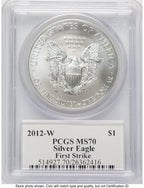 2012-W Burnished Silver Eagle 1 oz FS John PCGS MS70 Mercanti